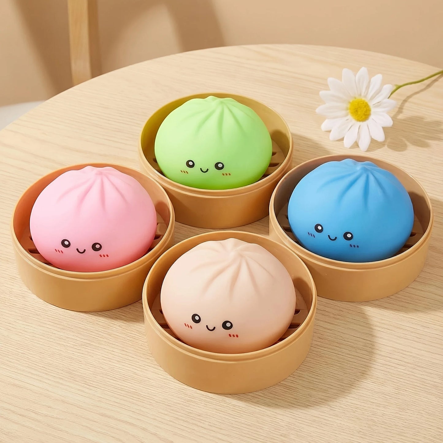 Novelty Items & Bachelorette Party Favors, Soft Steamed Bun Toys with Cute Facial Expressions, Stress Relief Gifts Cute Squishy Squeeze Desk Decor for Anxiety Relief Fluffy Slow Rebound Squishies Pocket Stress Helper