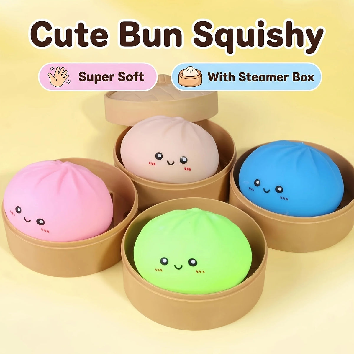 Novelty Items & Bachelorette Party Favors, Soft Steamed Bun Toys with Cute Facial Expressions, Stress Relief Gifts Cute Squishy Squeeze Desk Decor for Anxiety Relief Fluffy Slow Rebound Squishies Pocket Stress Helper